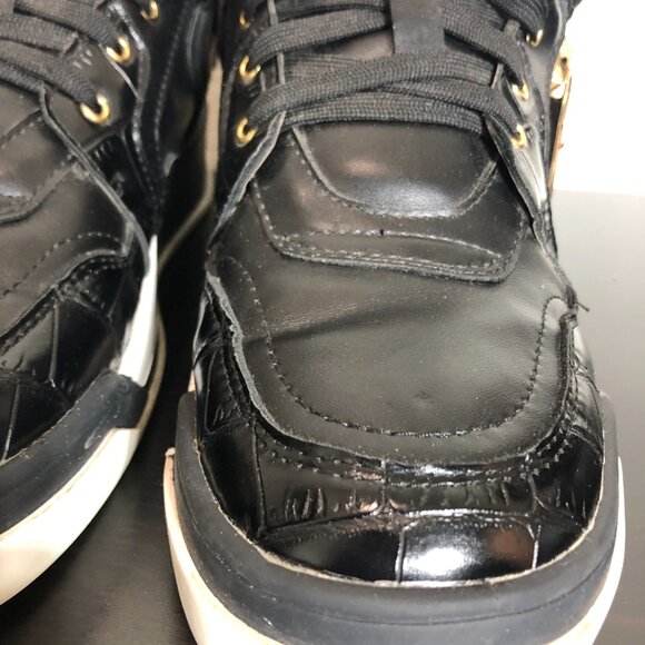 Versace Medusa High Top Sneakers – Black Leather Gold Hardware – Men’s Size 44 - Picture 8 of 14
